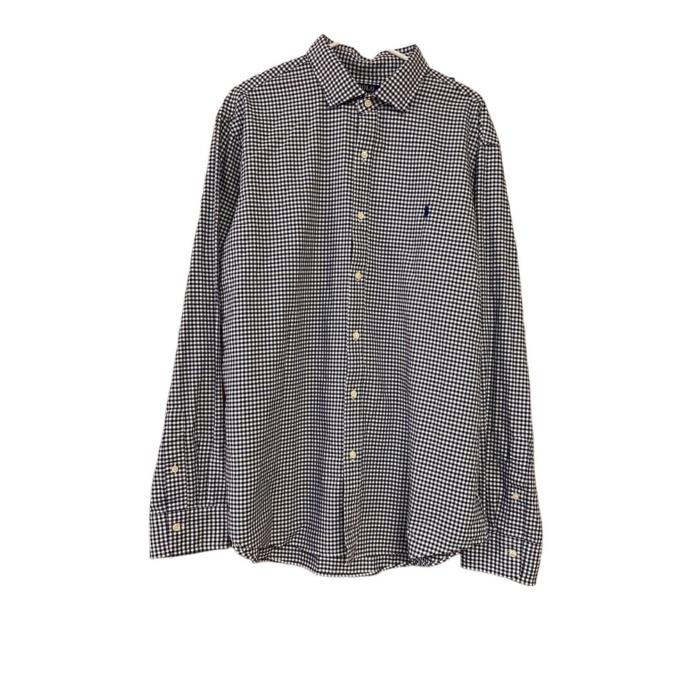 Men's‎ Polo Ralph Lauren Button Up Shirt Slim Fit XXL Blue/ White
